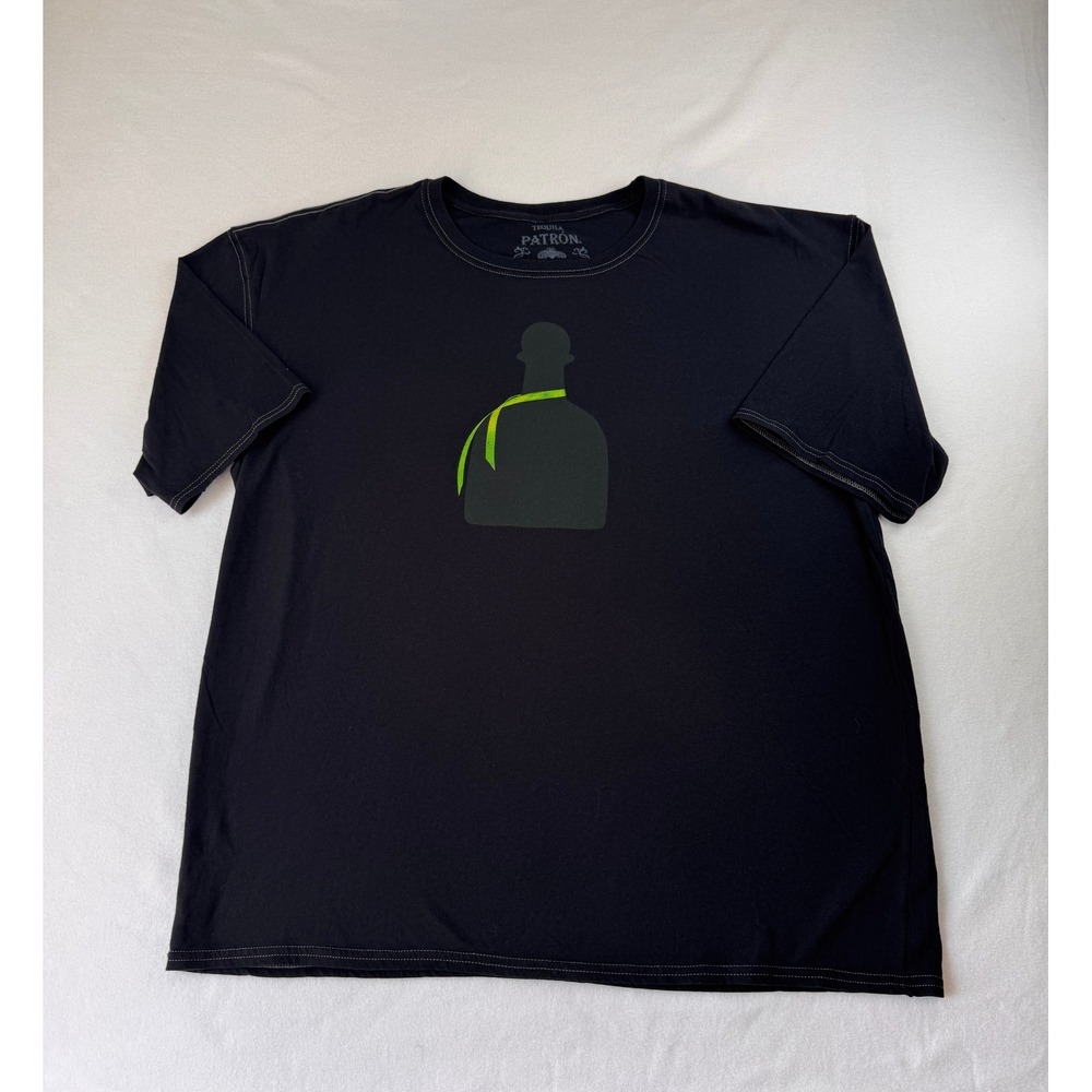 Patron Tequila Men's Black Graphic T-Shirt Bottle Logo Y2K Barwear